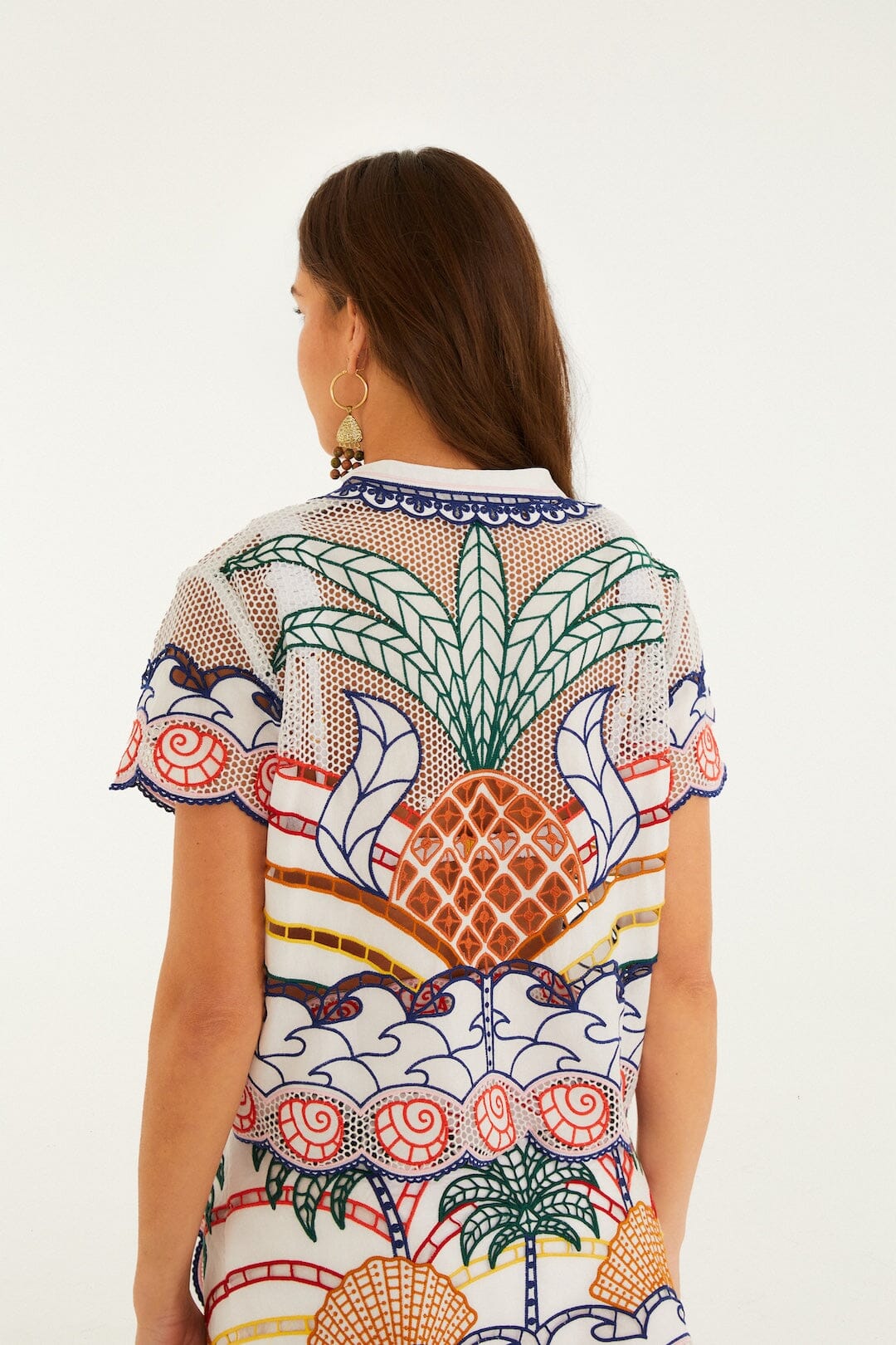 Off-White Tropical Graphic Richelieu Crop Shirt