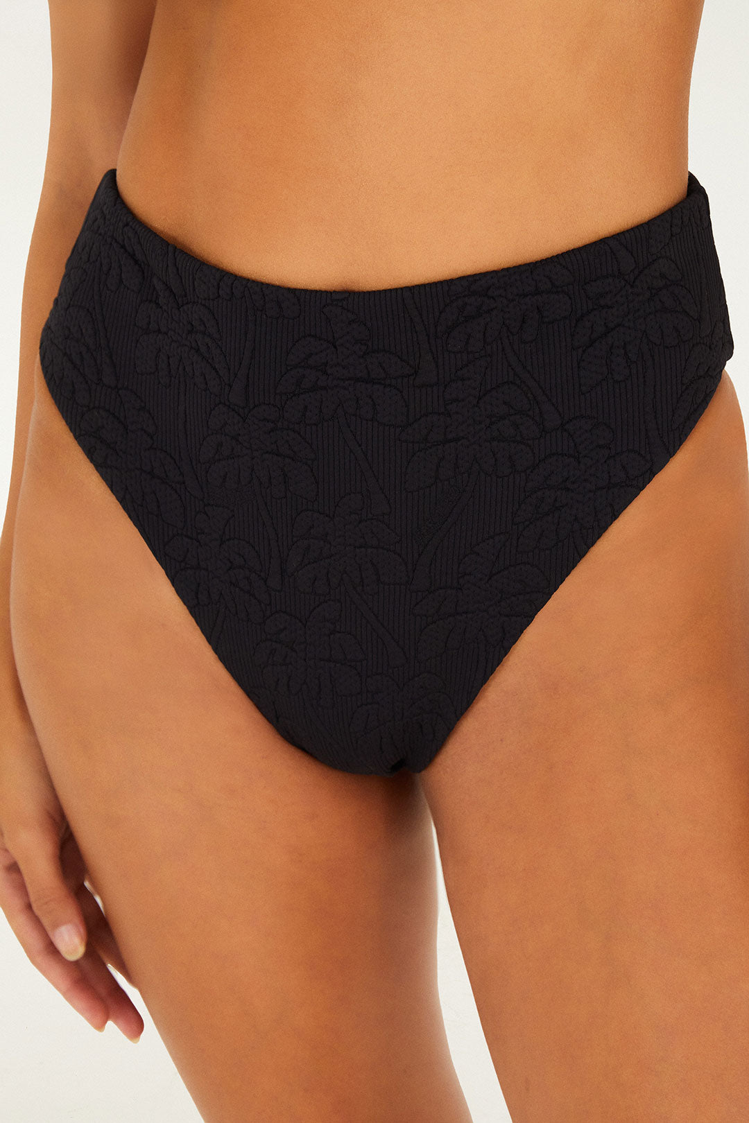 Black Palm Trees High Waist Bikini Bottom