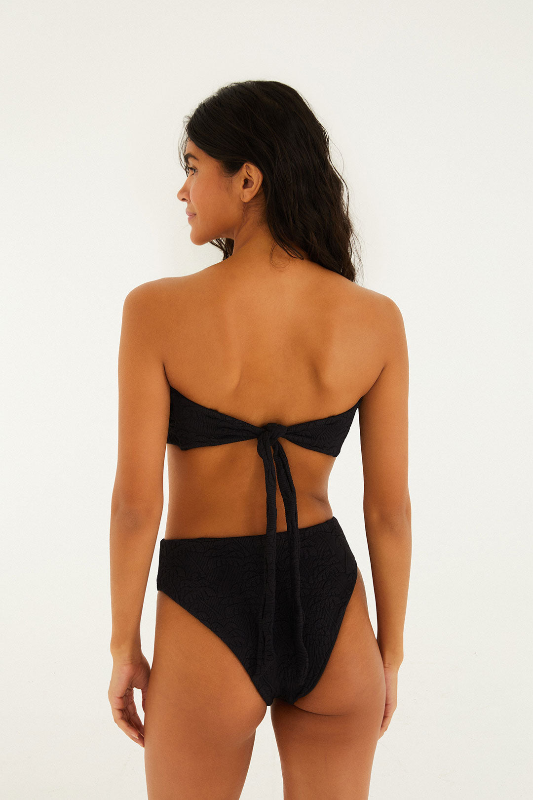 Black Palm Trees High Waist Bikini Bottom
