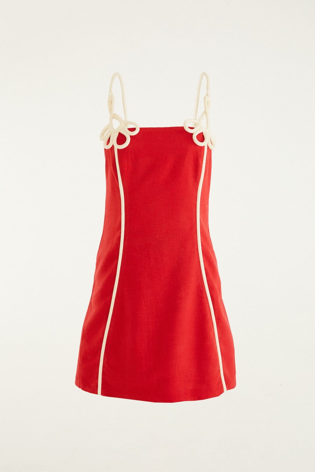 Red 3d Flower Euroflax™ Premium Linen Mini Dress