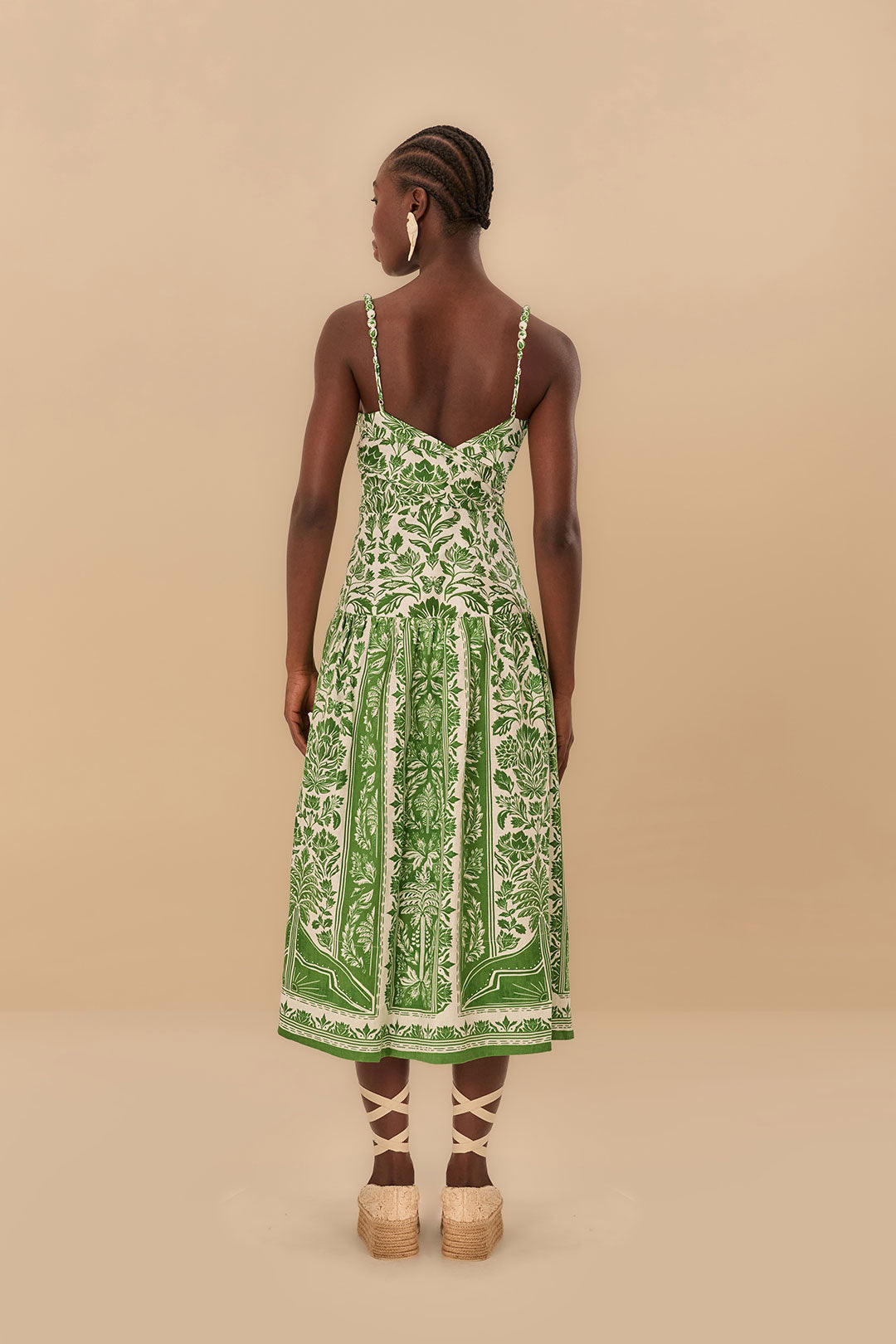 Delicate Tapestry Green Midi Dress