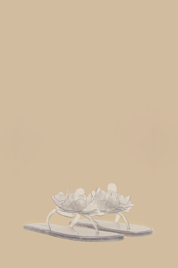 Ivory Flower Jelly Flat Sandal