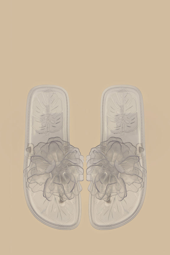 Ivory Flower Jelly Flat Sandal