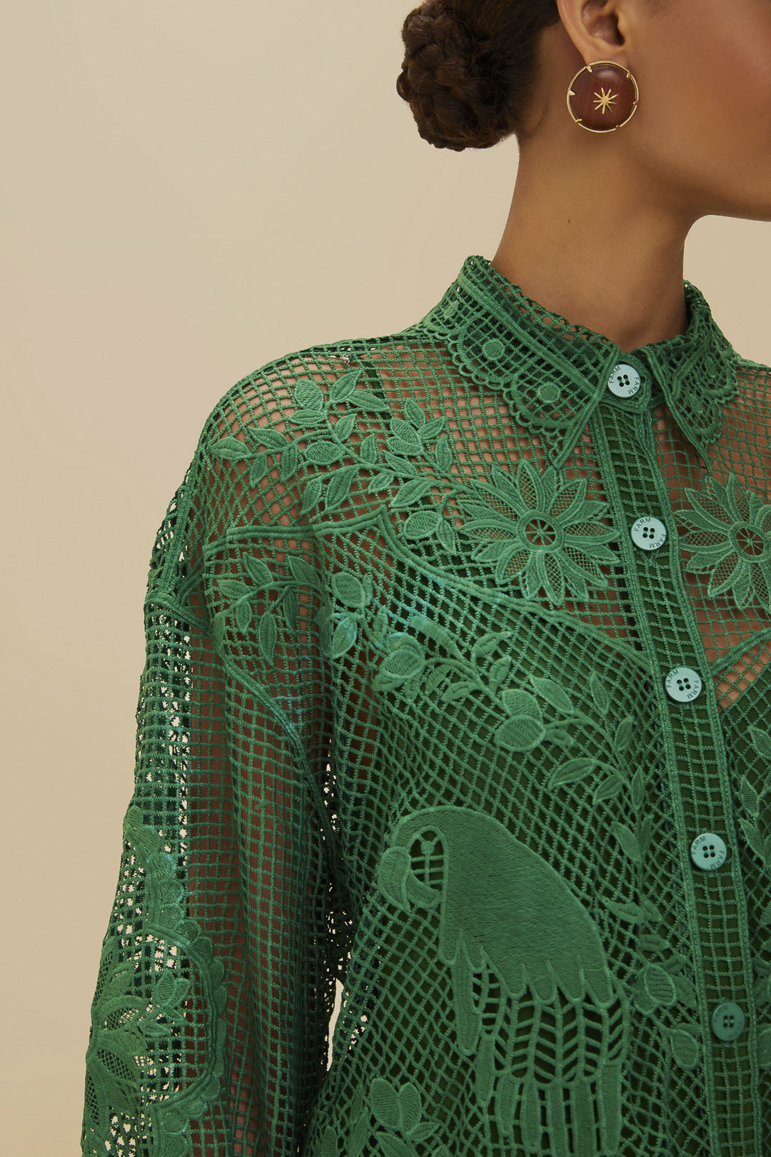 Landscape Guipure Green Shirt