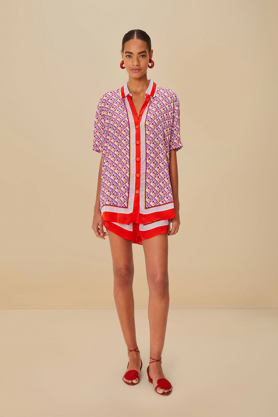 Graphic Pineapple Scarf Multicolor Shorts