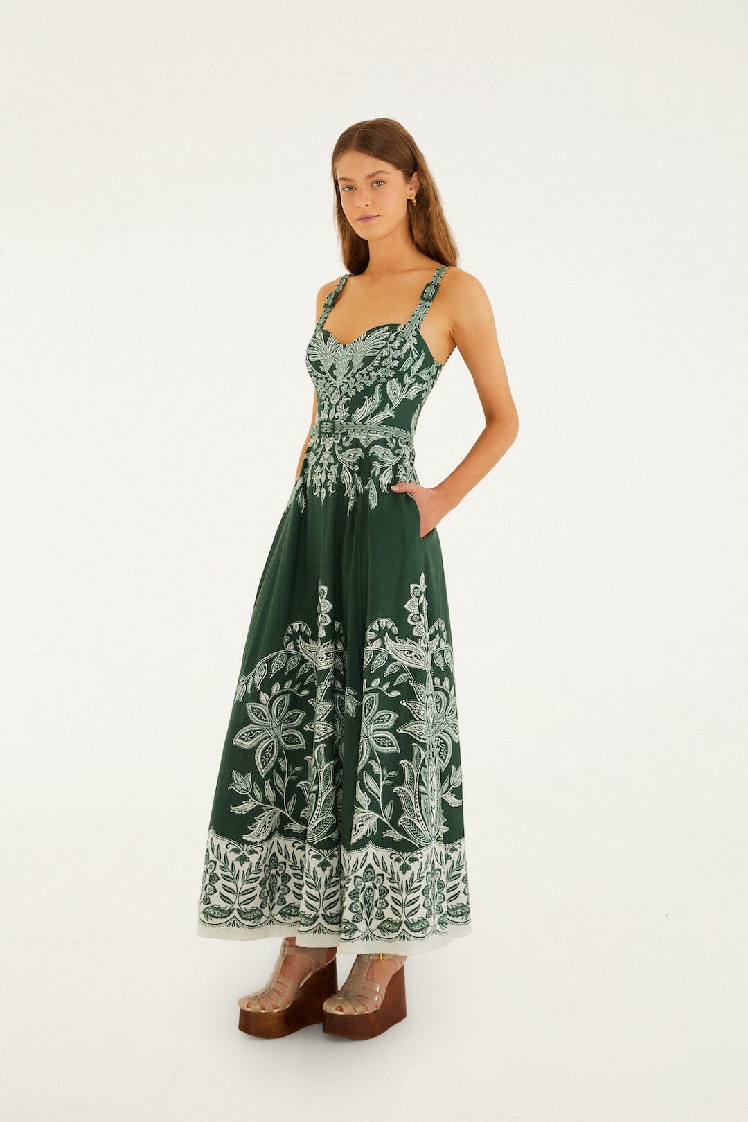 Dark Green Miranda Buckles Maxi Dress