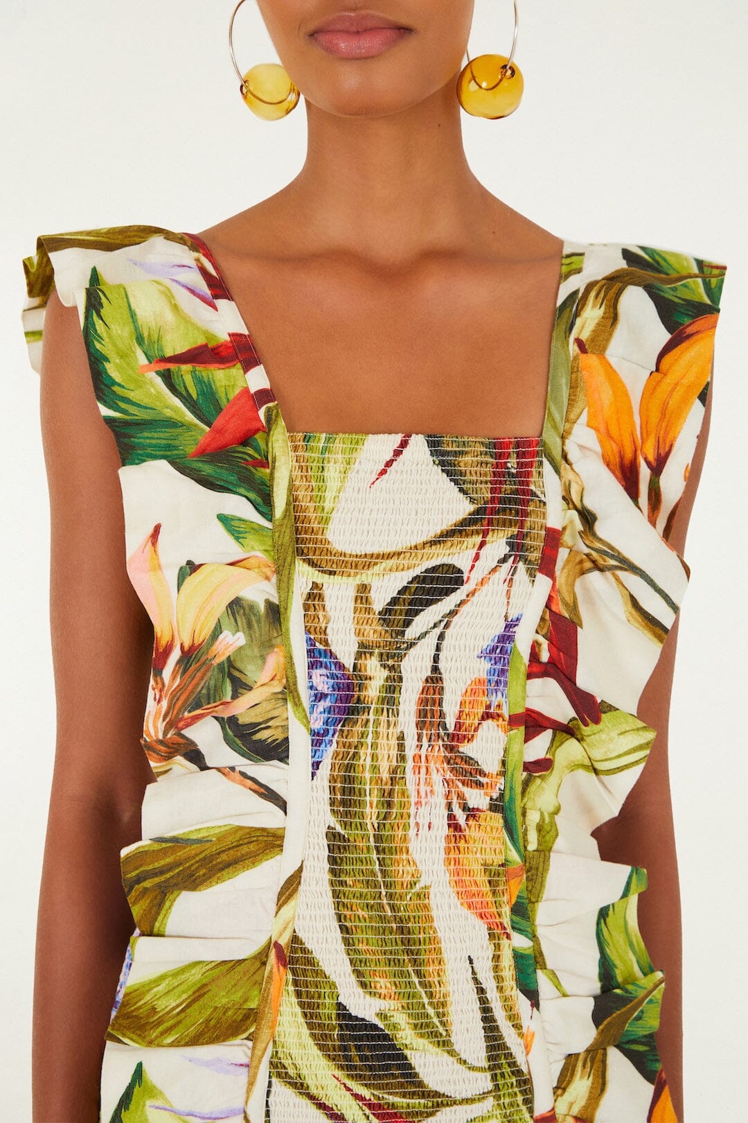 Sand Florart Lenzing™ Ecovero™ Euroflax™ Short Sleeve Mini Dress