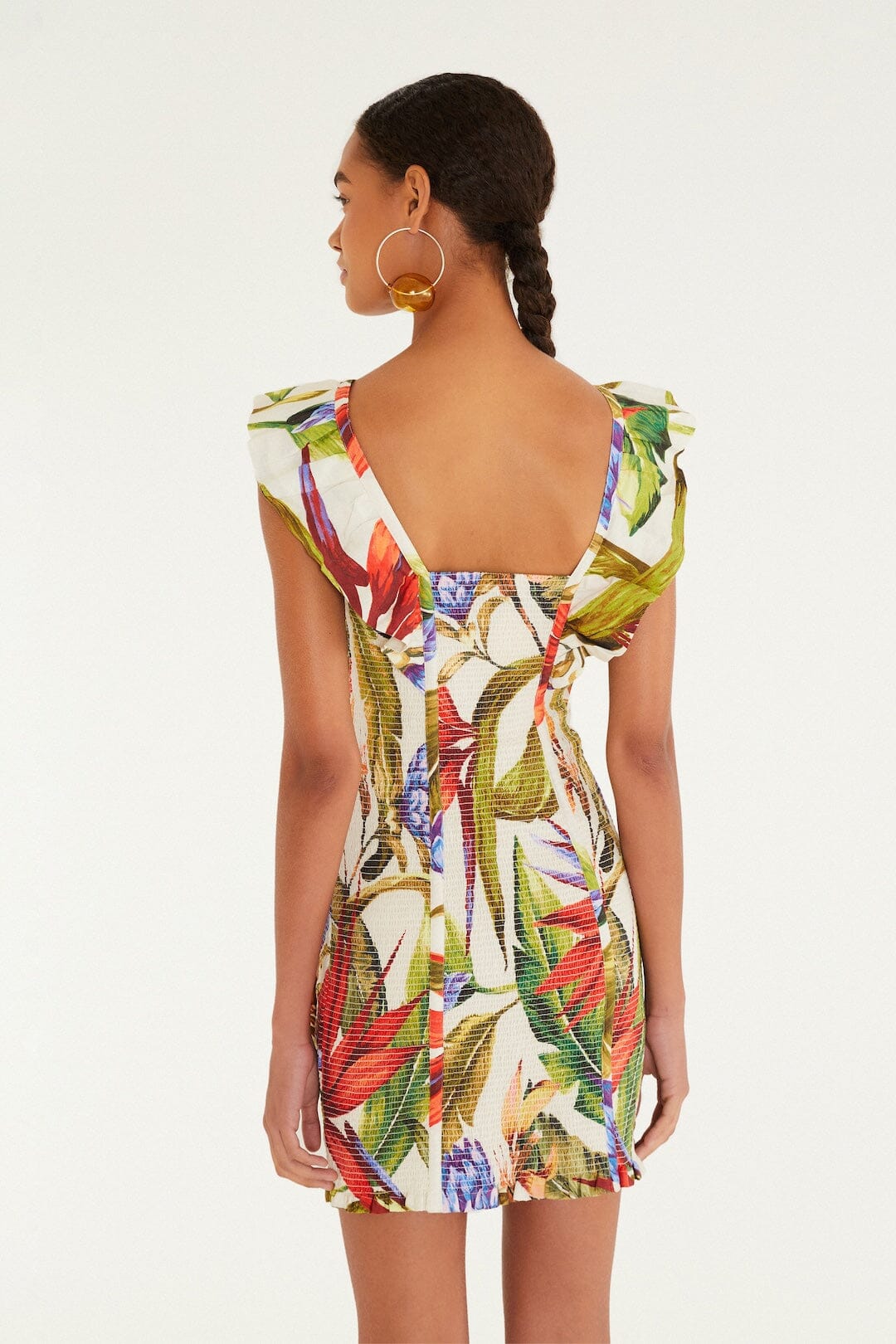 Sand Florart Lenzing™ Ecovero™ Euroflax™ Short Sleeve Mini Dress