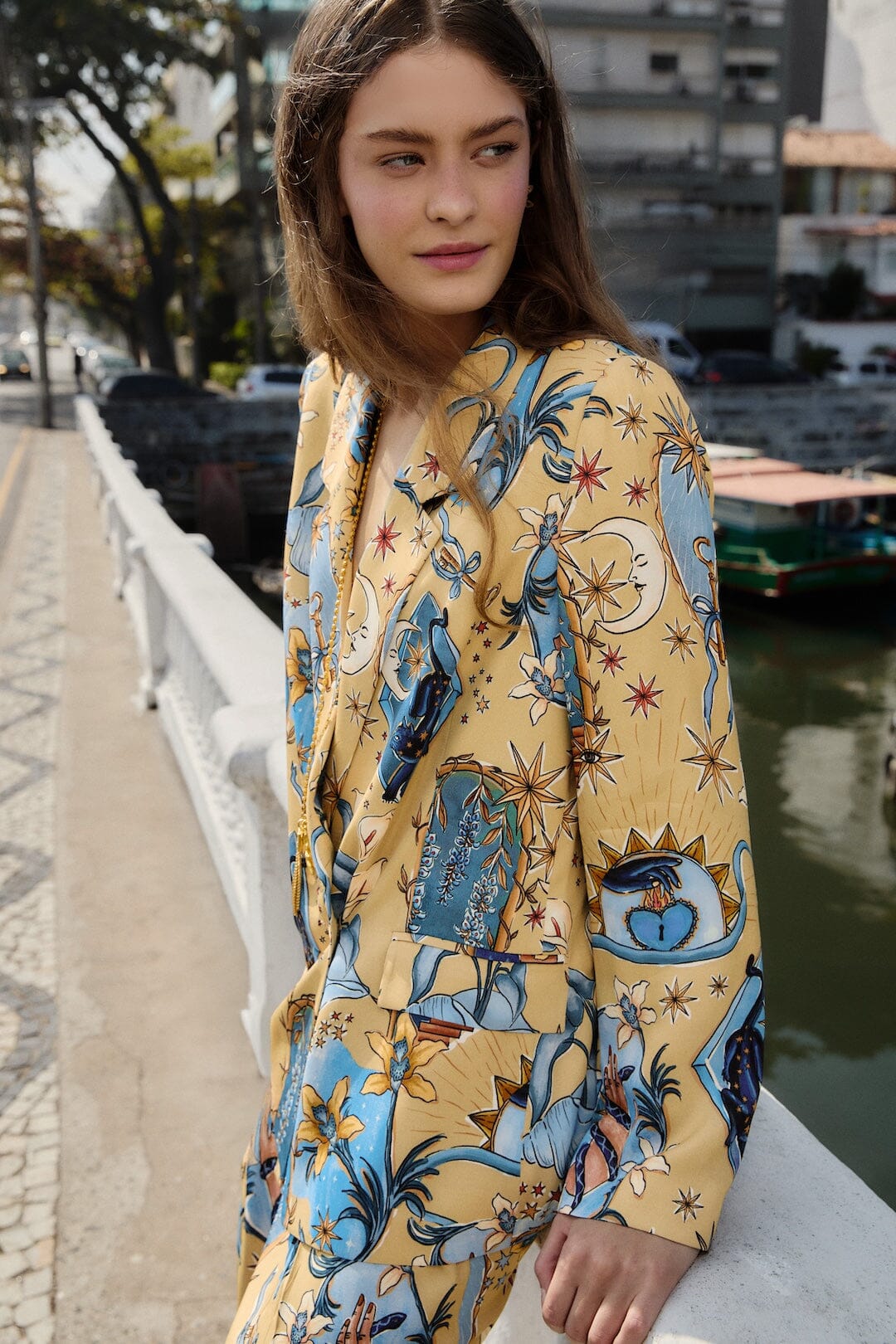 Sand Mystical Notched Lapel Lenzing™ Ecovero™ Viscose Blazer