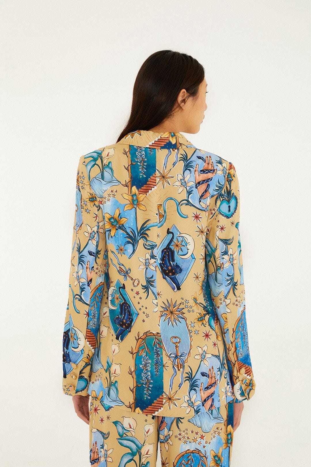 Sand Mystical Notched Lapel Lenzing™ Ecovero™ Viscose Blazer