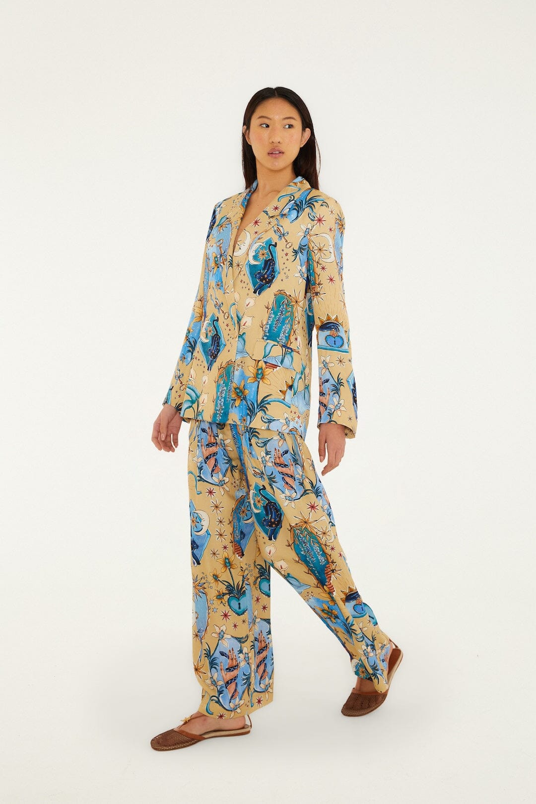 Sand Mystical Notched Lapel Lenzing™ Ecovero™ Viscose Blazer