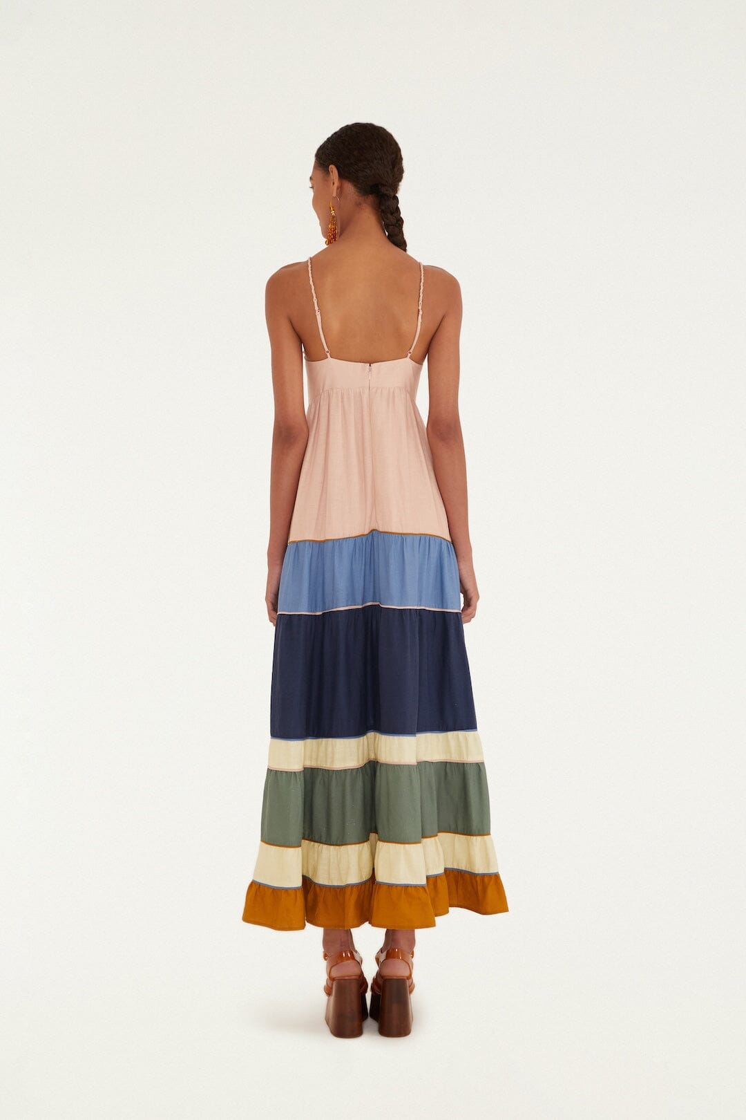 Multicolor Pleats Lenzing™ Ecovero™ Euroflax™ Maxi Dress