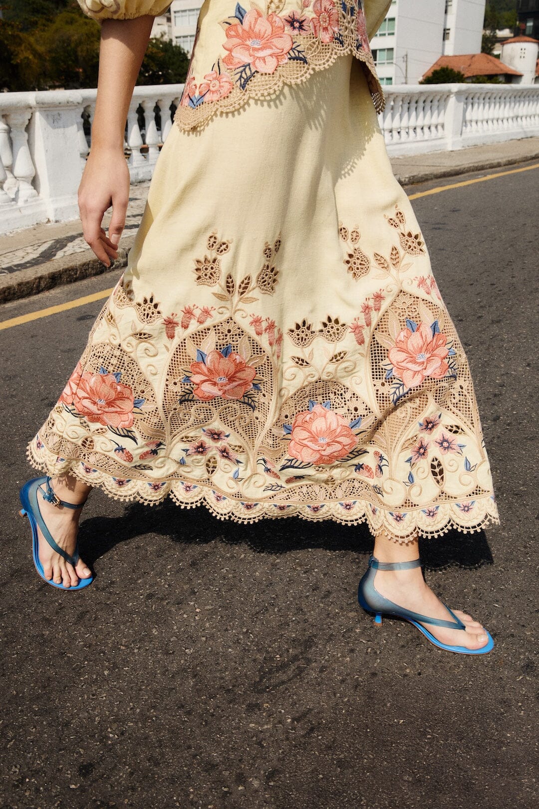 Butter Yellow Embroidered Lenzing™ Ecovero™ Euroflax™ Midi Dress