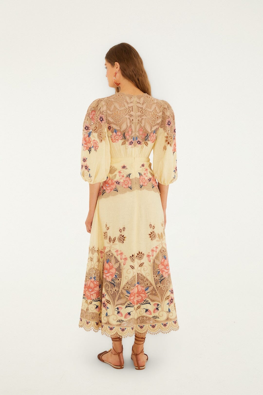 Butter Yellow Embroidered Lenzing™ Ecovero™ Euroflax™ Midi Dress