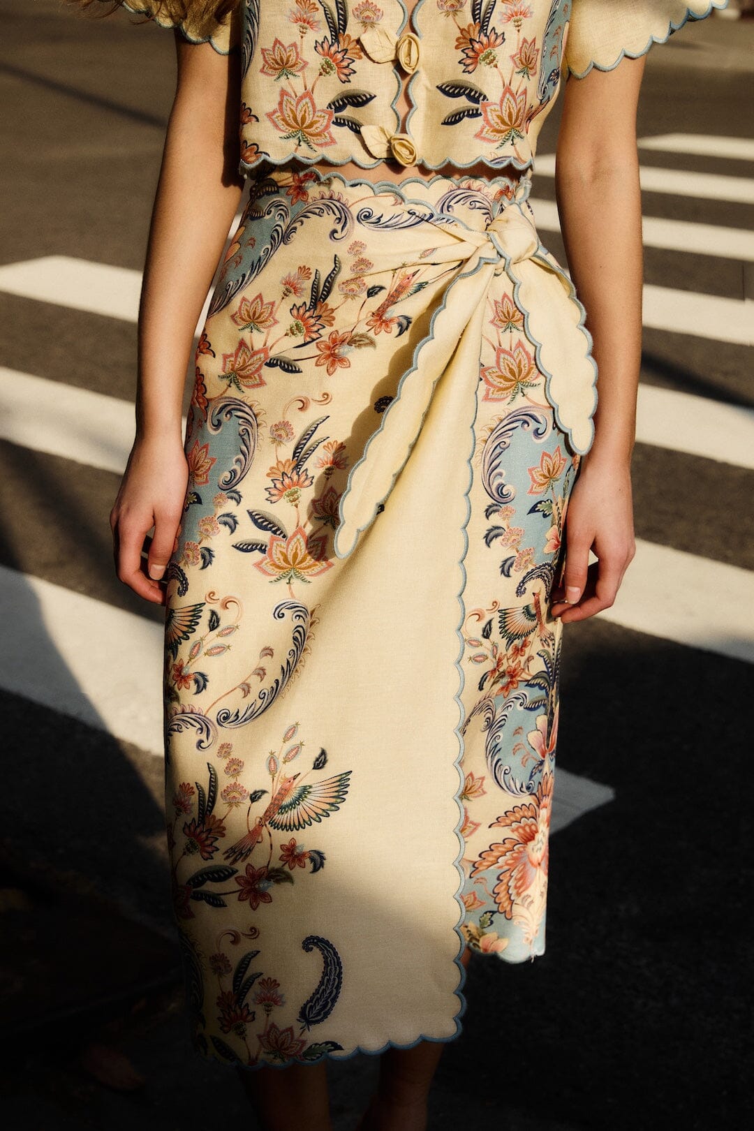 Butter Yellow Boho Beauty Euroflax™ Premium Linen Midi Skirt