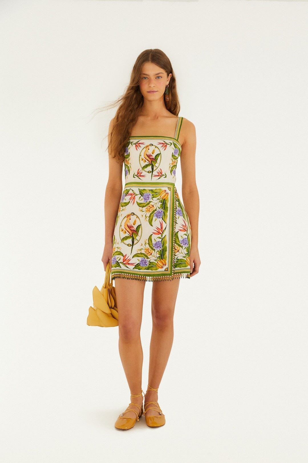 Sand Tropical Scarf Euroflax™ Premium Linen Sleeveless Mini Dress