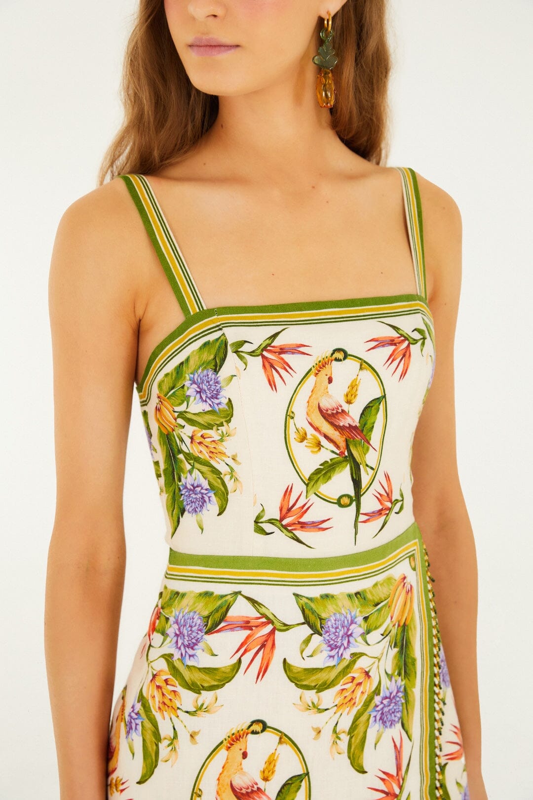 Sand Tropical Scarf Euroflax™ Premium Linen Sleeveless Mini Dress