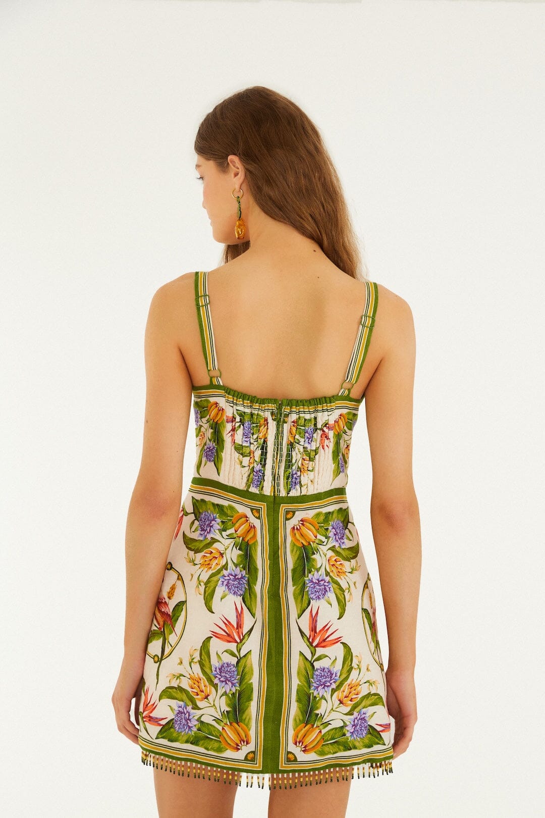 Sand Tropical Scarf Euroflax™ Premium Linen Sleeveless Mini Dress