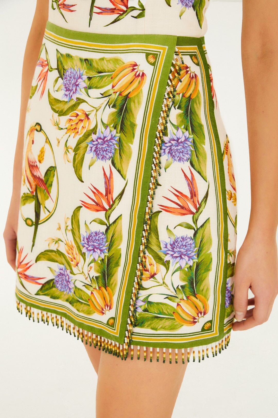 Sand Tropical Scarf Euroflax™ Premium Linen Sleeveless Mini Dress