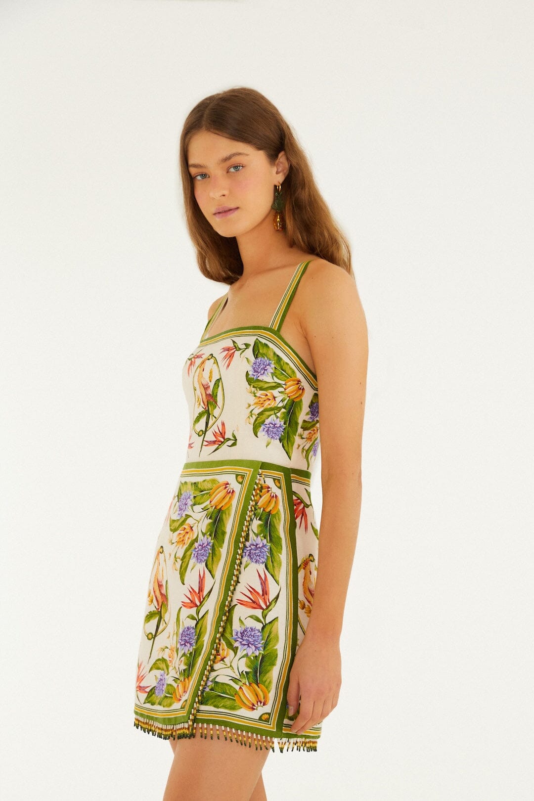 Sand Tropical Scarf Euroflax™ Premium Linen Sleeveless Mini Dress
