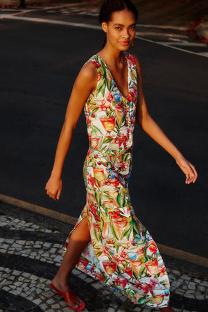 Off-White Sand Cocktail Euroflax Premium Linen Midi Skirt