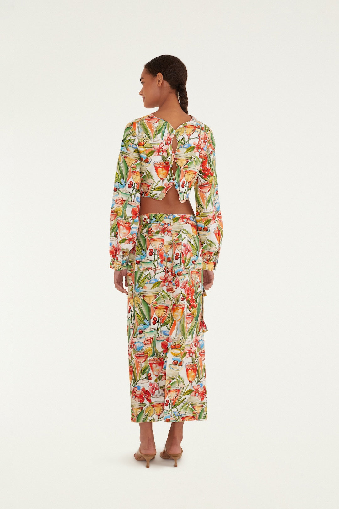 Off-White Sand Cocktail Euroflax Premium Linen Midi Skirt
