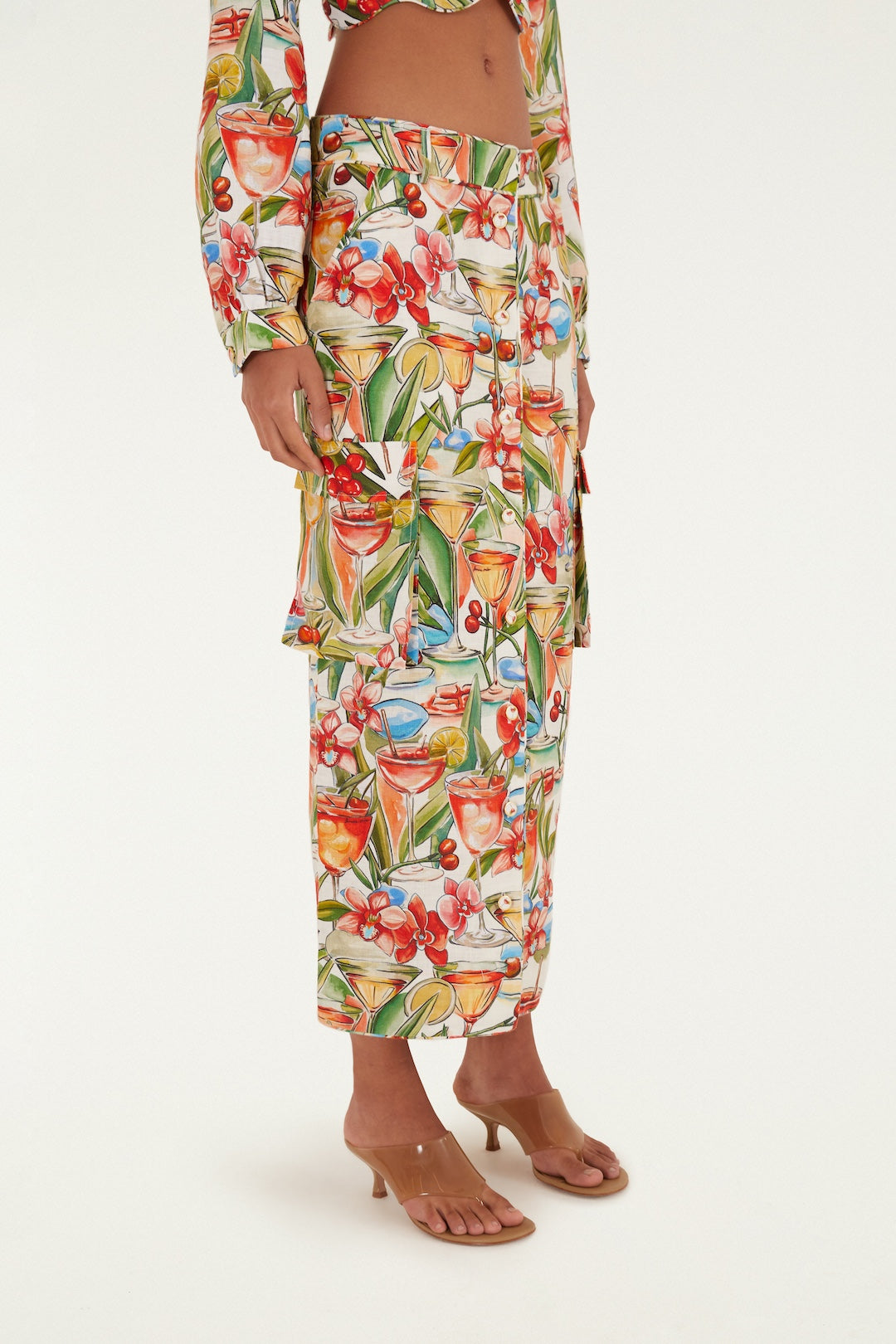 Off-White Sand Cocktail Euroflax Premium Linen Midi Skirt
