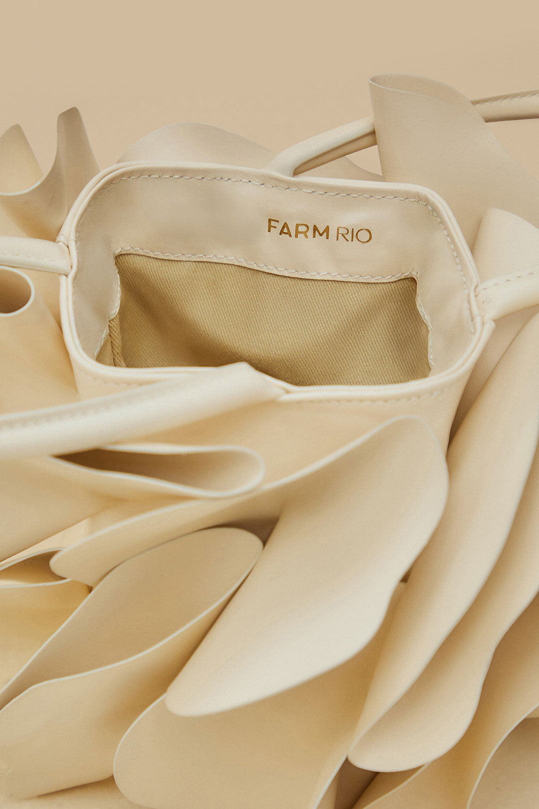 Ivory Leather Flower Bag