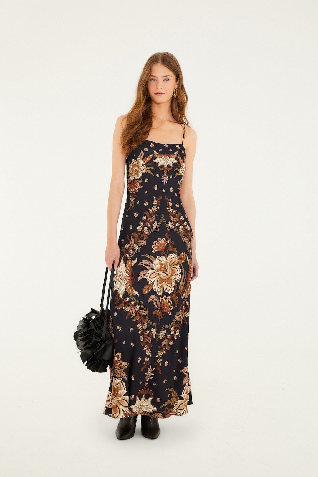 Black Majestic Garden Lenzing™  Ecovero™ Viscose Slip Maxi Dress