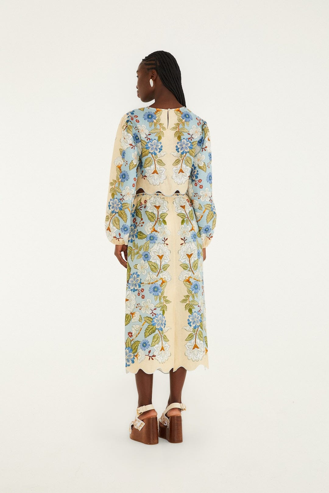 Garden Scarf Blue Midi Skirt