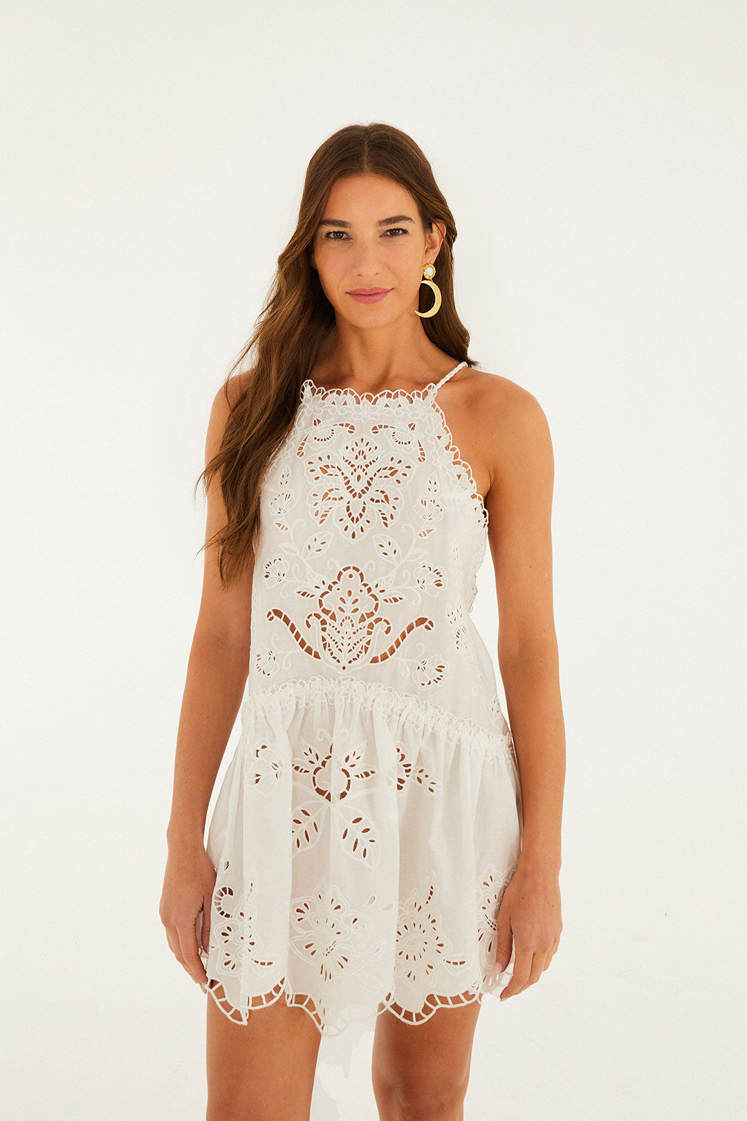 White Richilieu Mini Dress