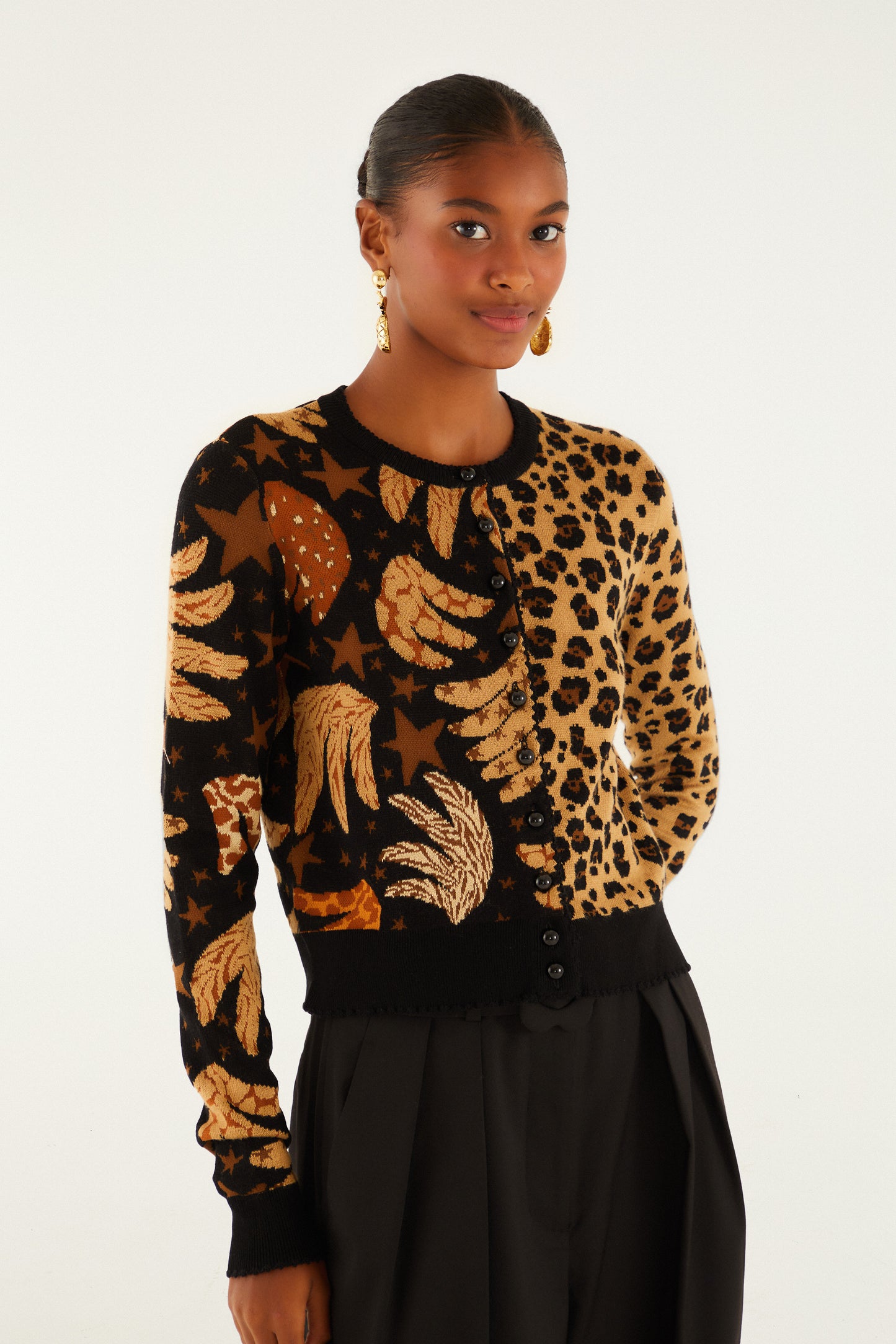 Banana Leopard Mixed Cardigan