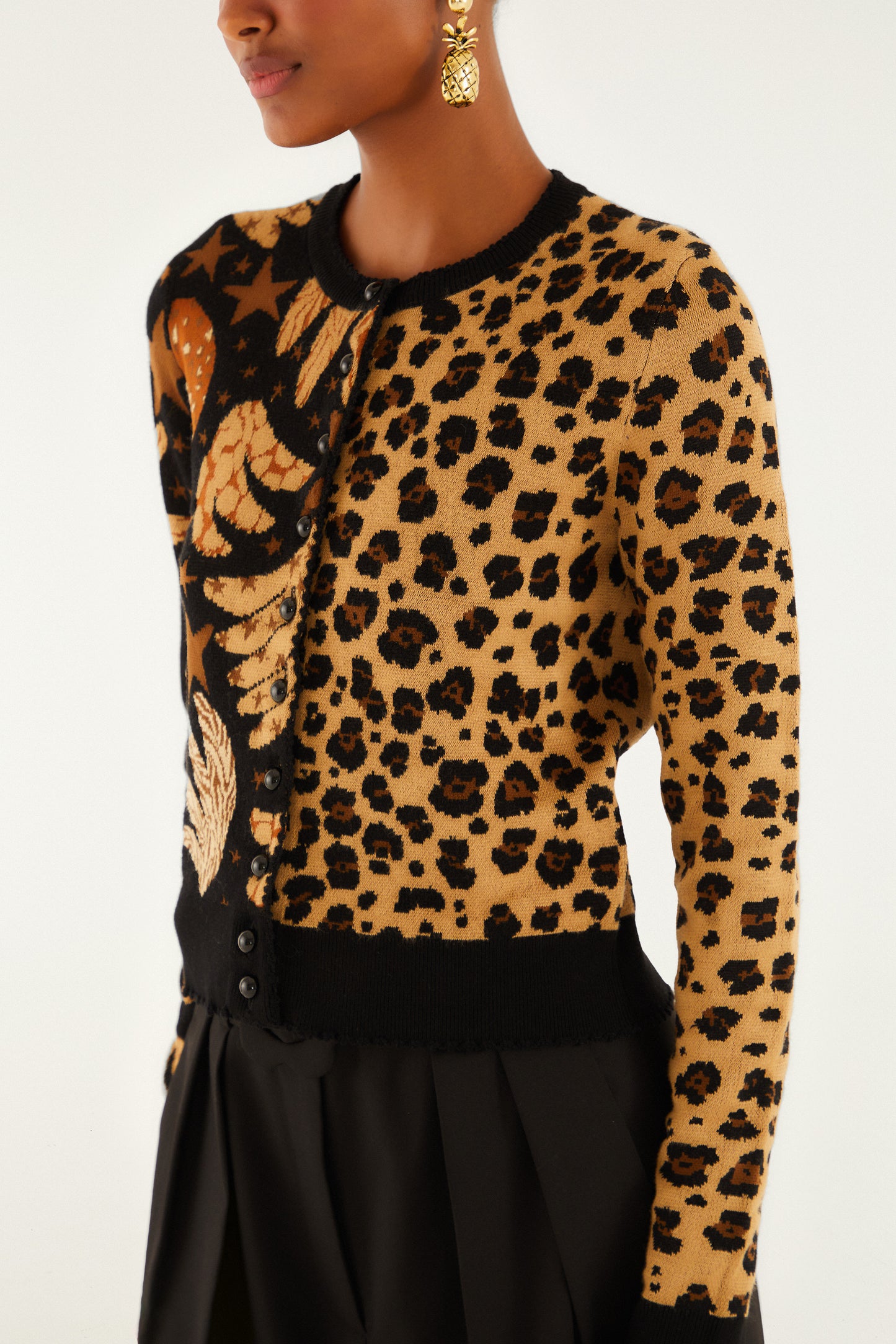 Banana Leopard Mixed Cardigan