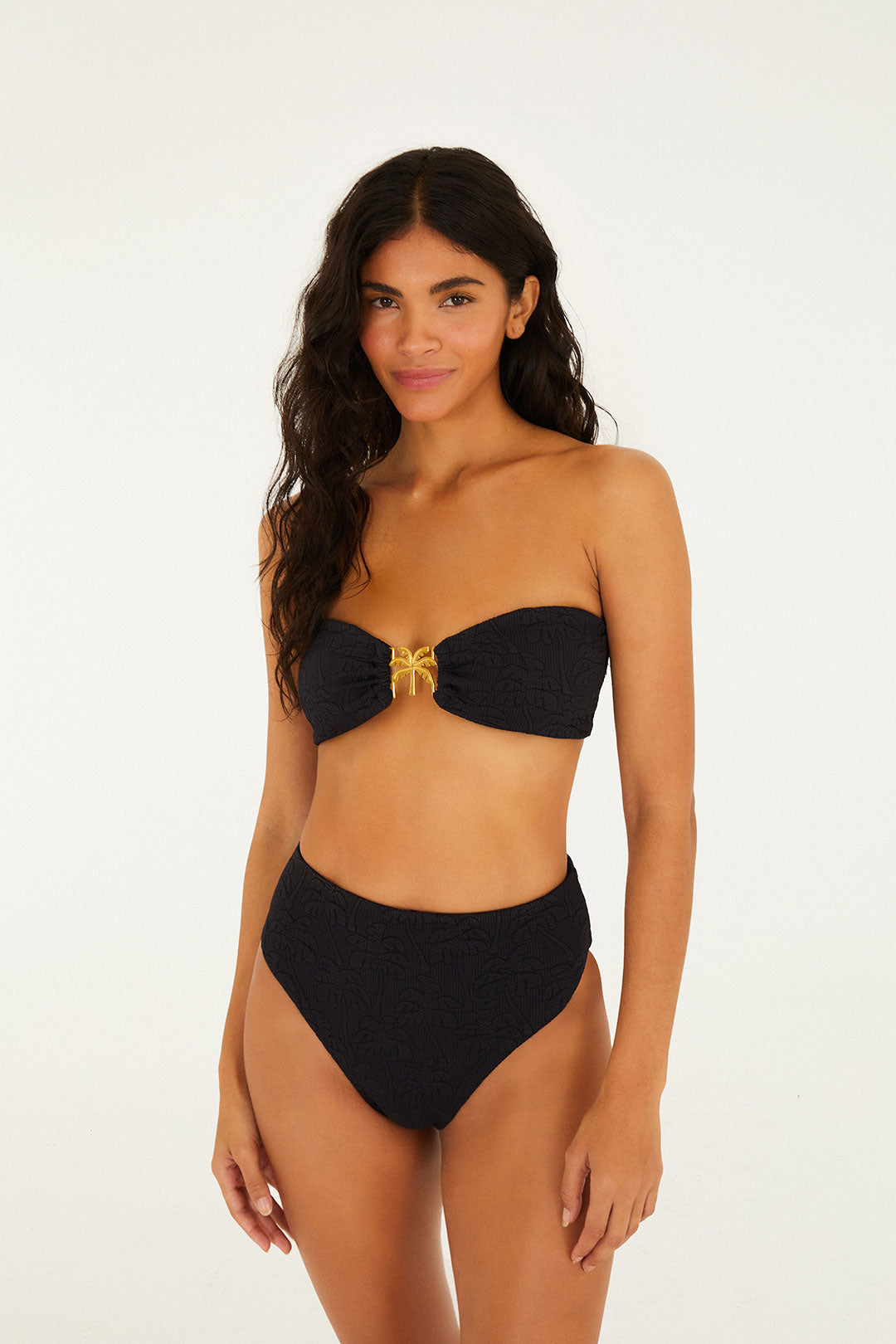 Black Palm Trees Bikini Top