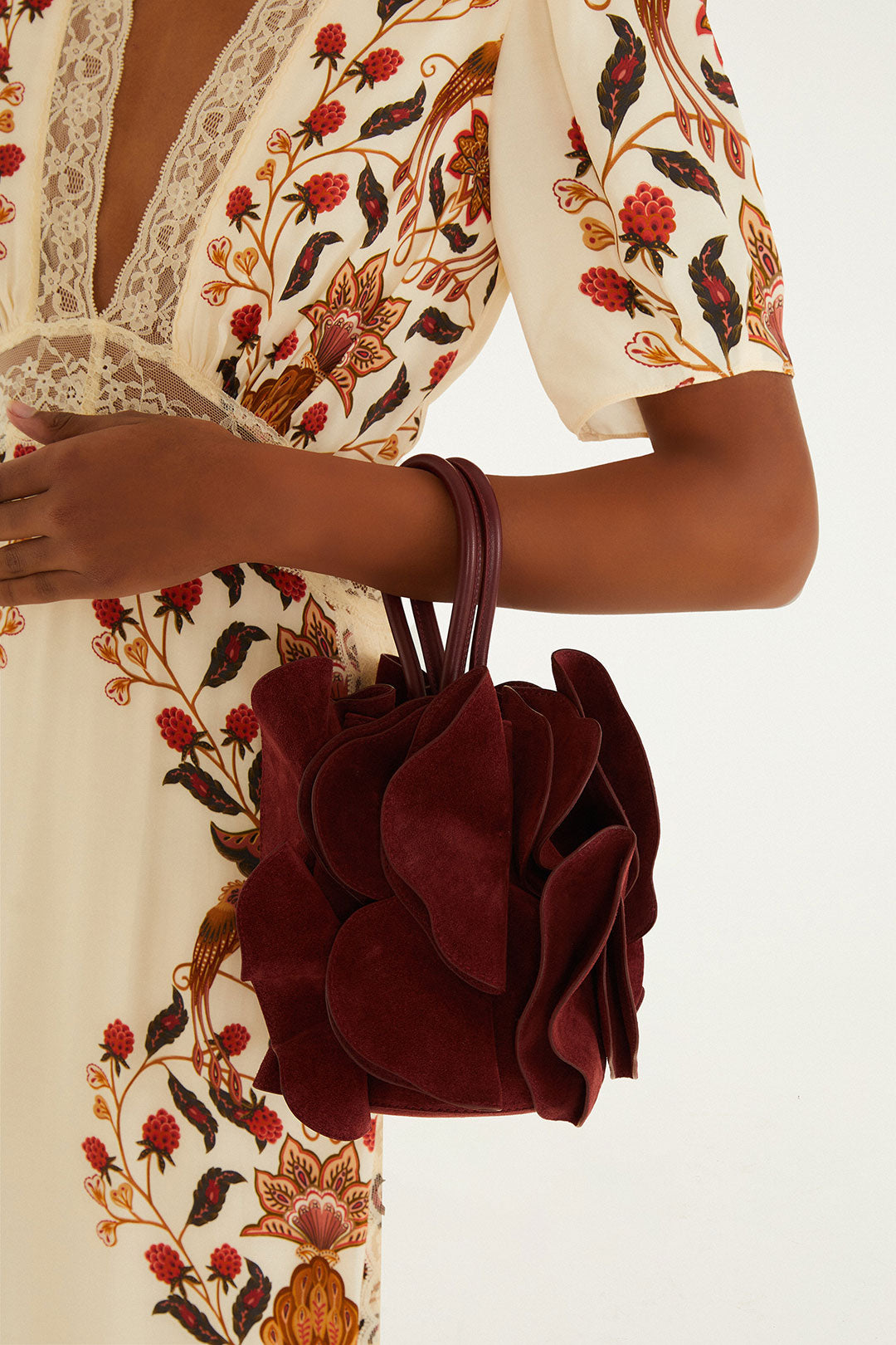 Brown Leather Flower Bag