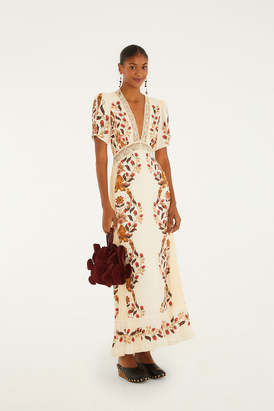 Brown Leather Flower Bag