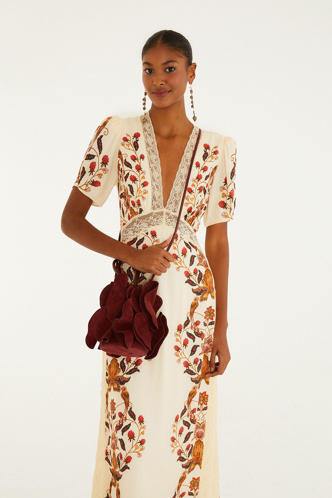 Brown Leather Flower Bag