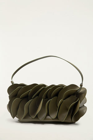 Green Leather Shoulder Flower Bag