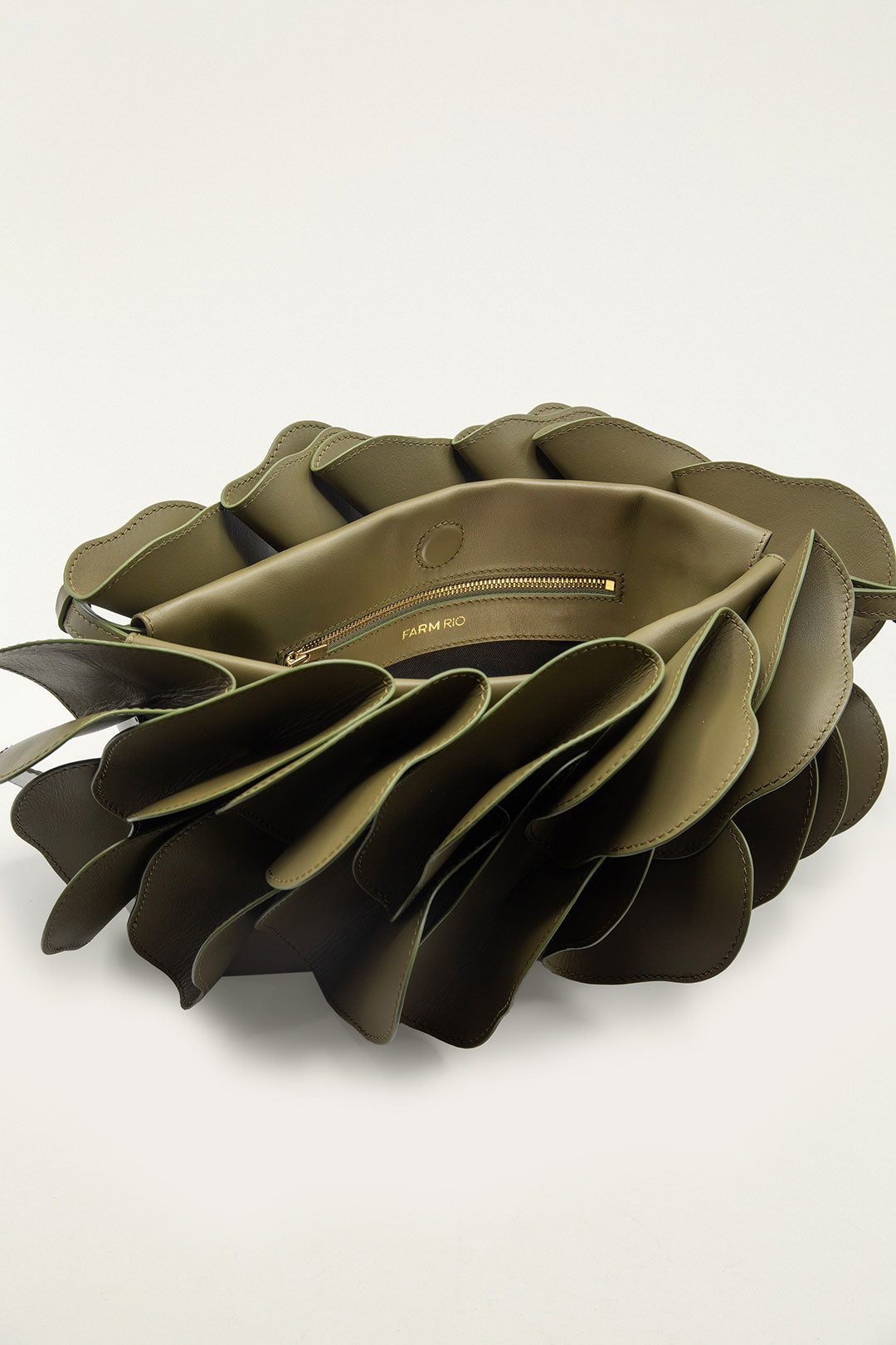 Green Leather Shoulder Flower Bag