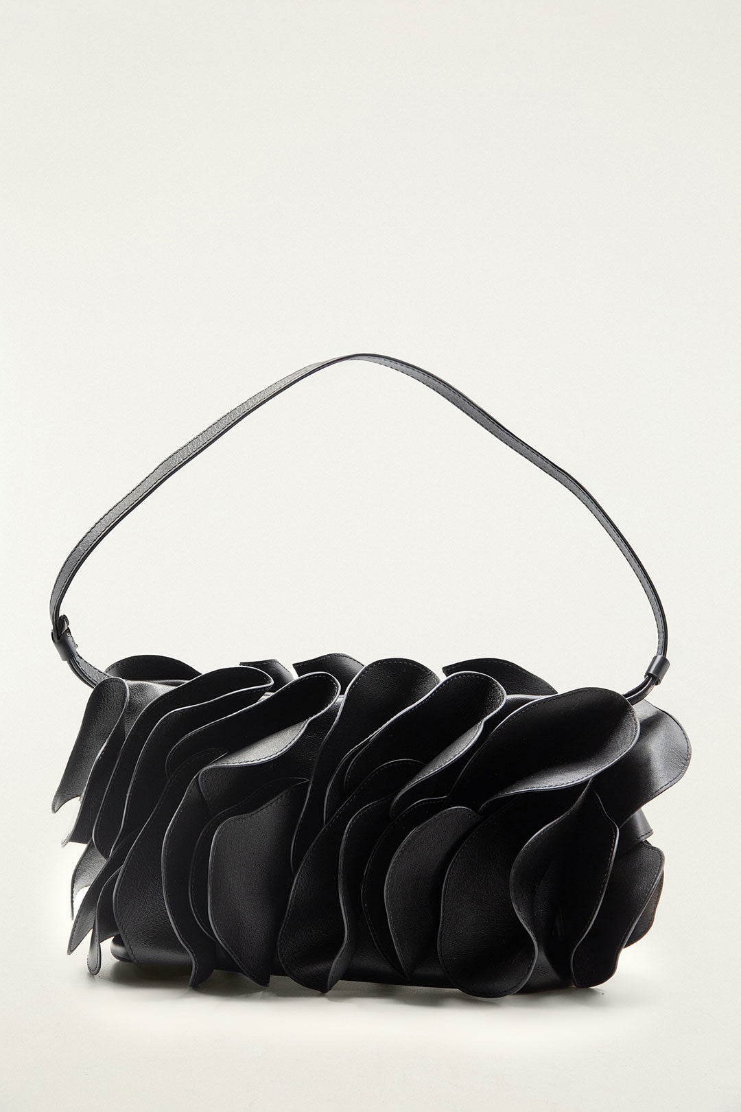 Black Leather Shoulder Flower Bag