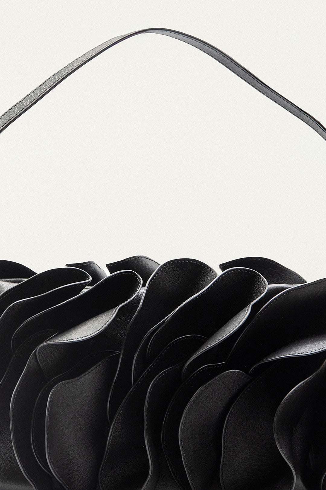 Black Leather Shoulder Flower Bag