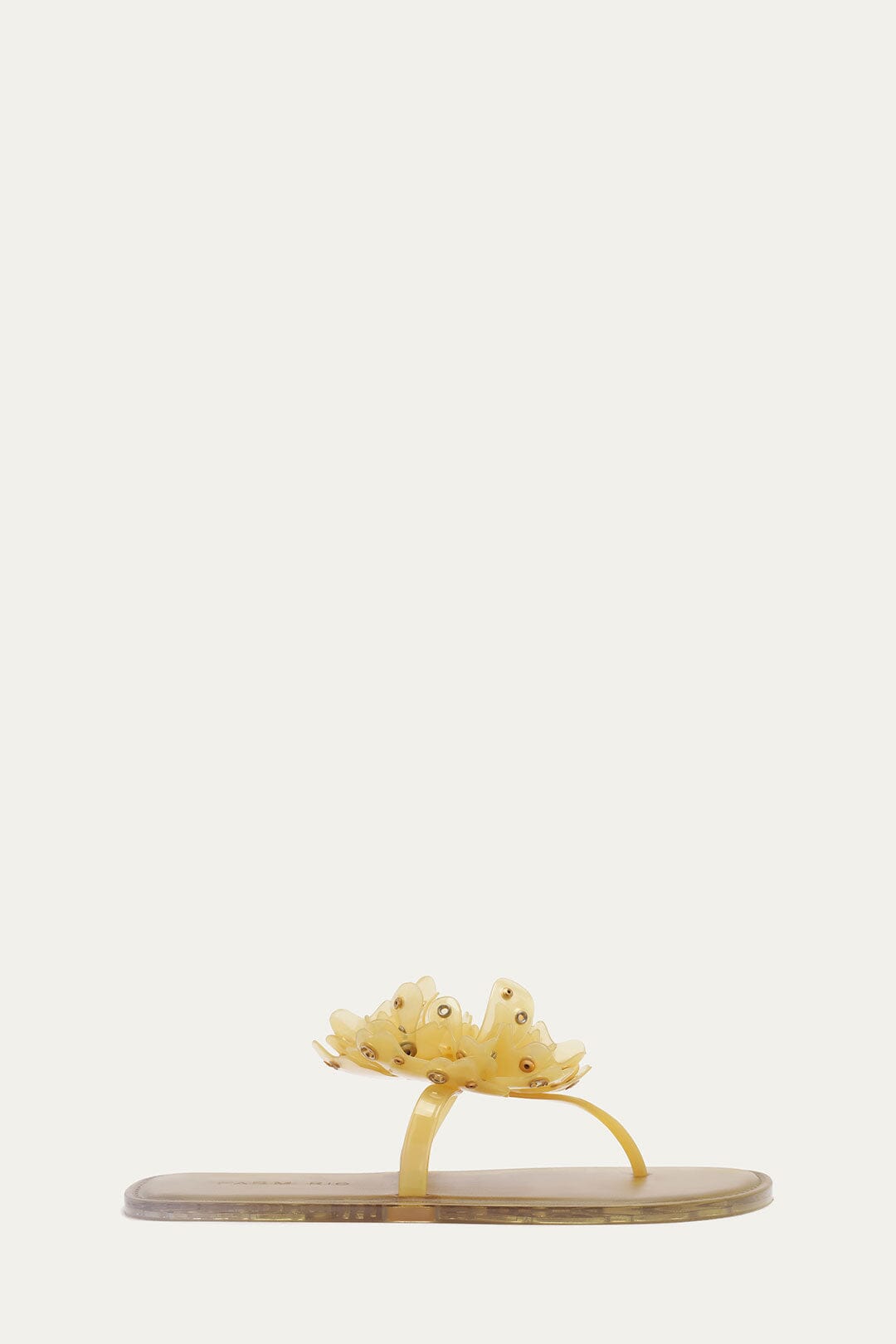 Yellow Studded Flower Jelly Flat Sandal