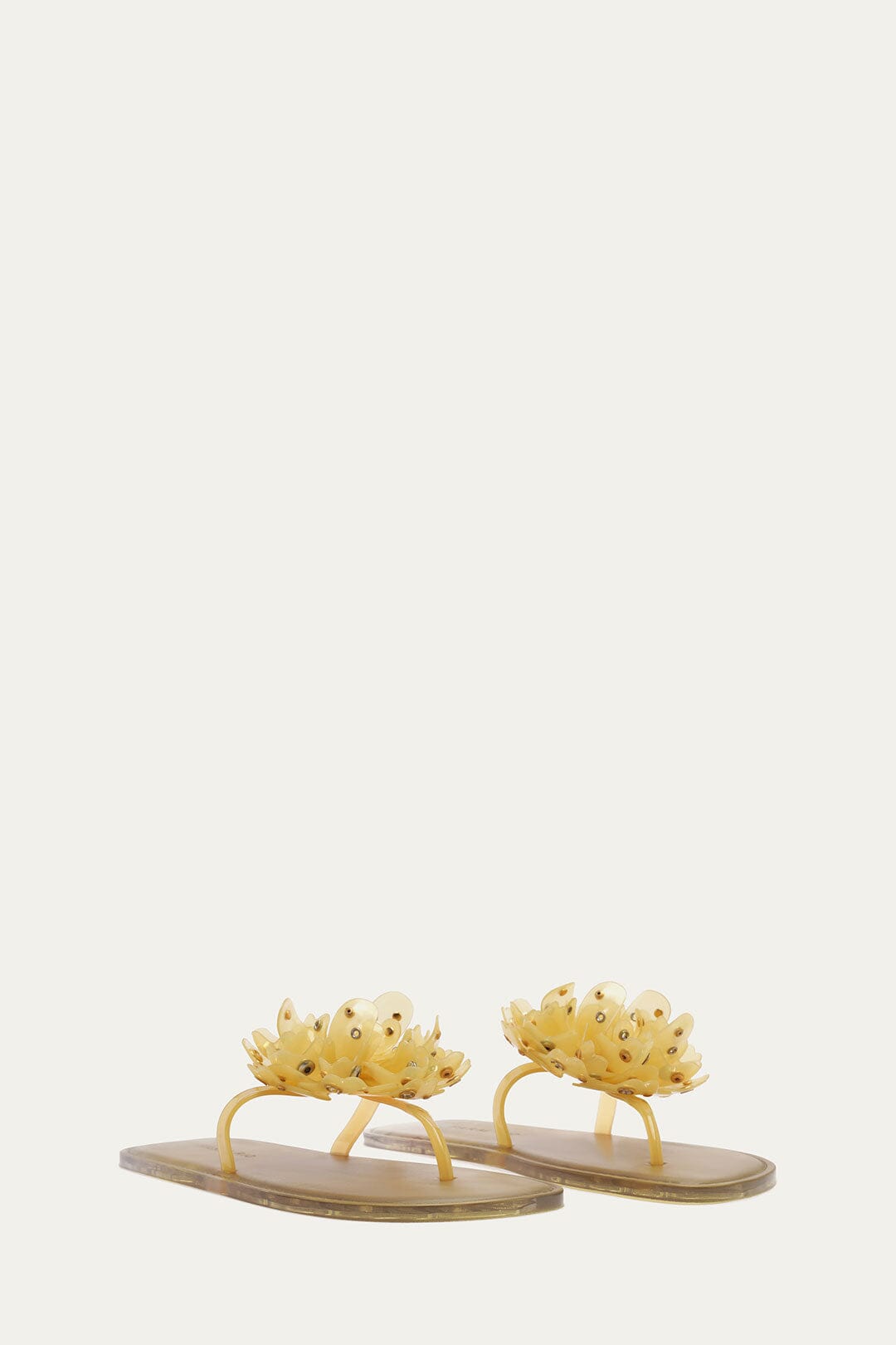 Yellow Studded Flower Jelly Flat Sandal