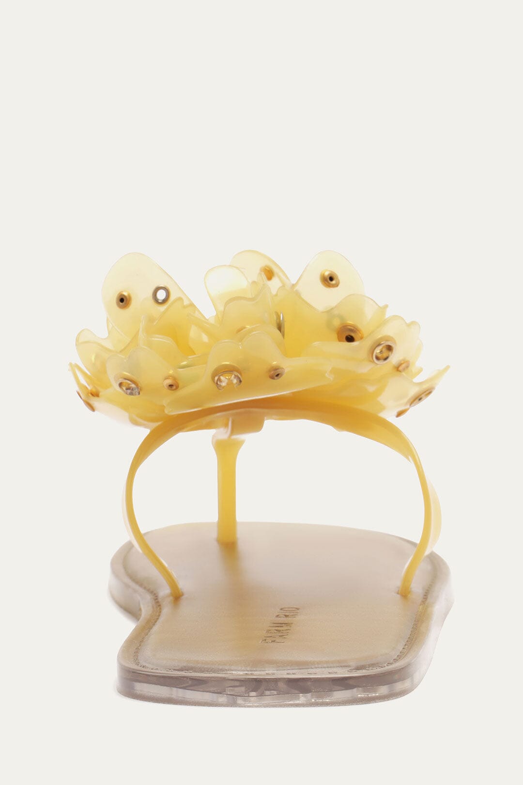 Yellow Studded Flower Jelly Flat Sandal