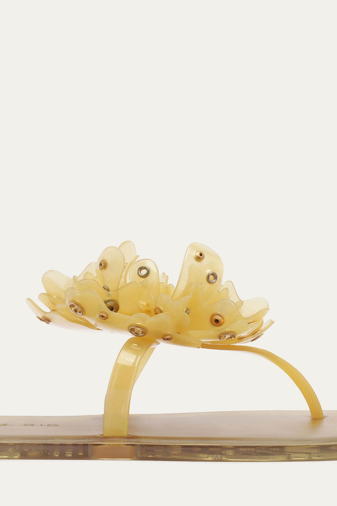 Yellow Studded Flower Jelly Flat Sandal