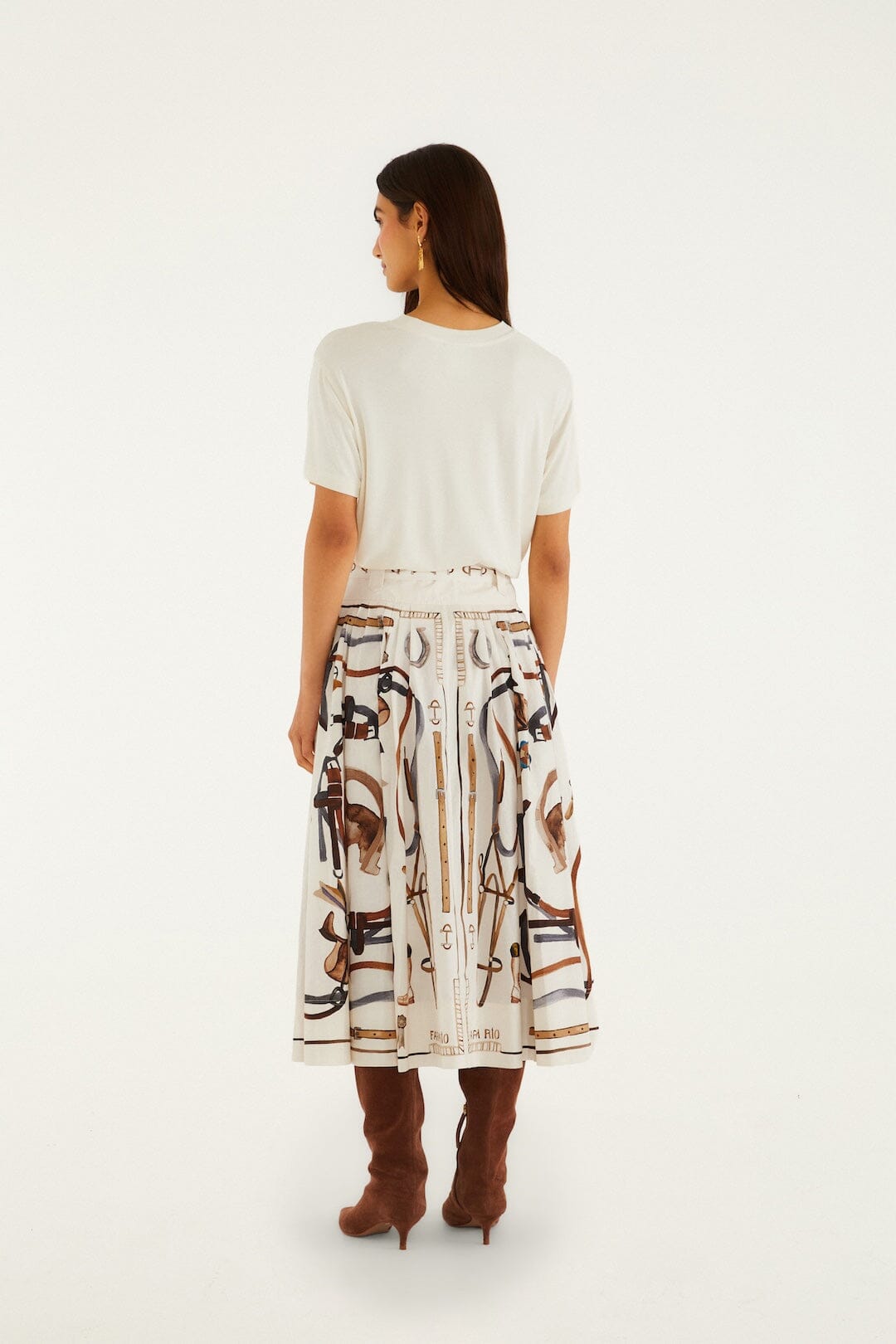 Equestrian Scarf Winter White Maxi Skirt