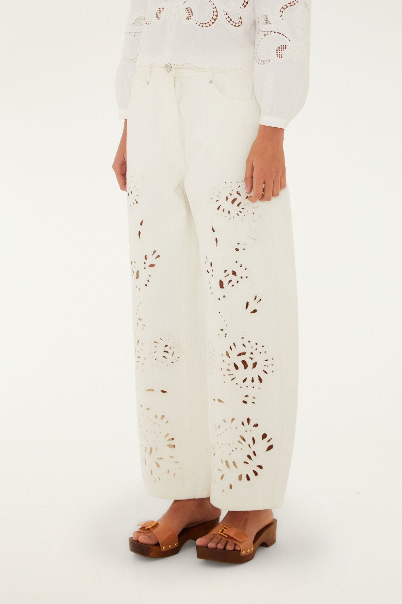 White Richelieu Twill Pants