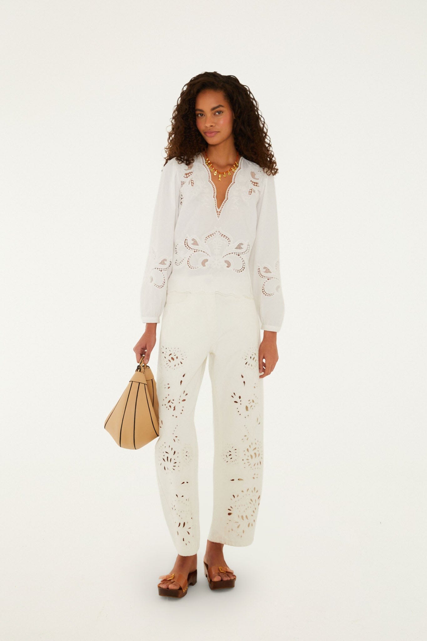 White Richelieu Twill Pants