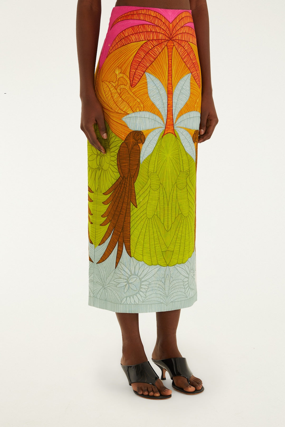 Multicolor Usiacuri Euroflax Premium Linen Midi Skirt