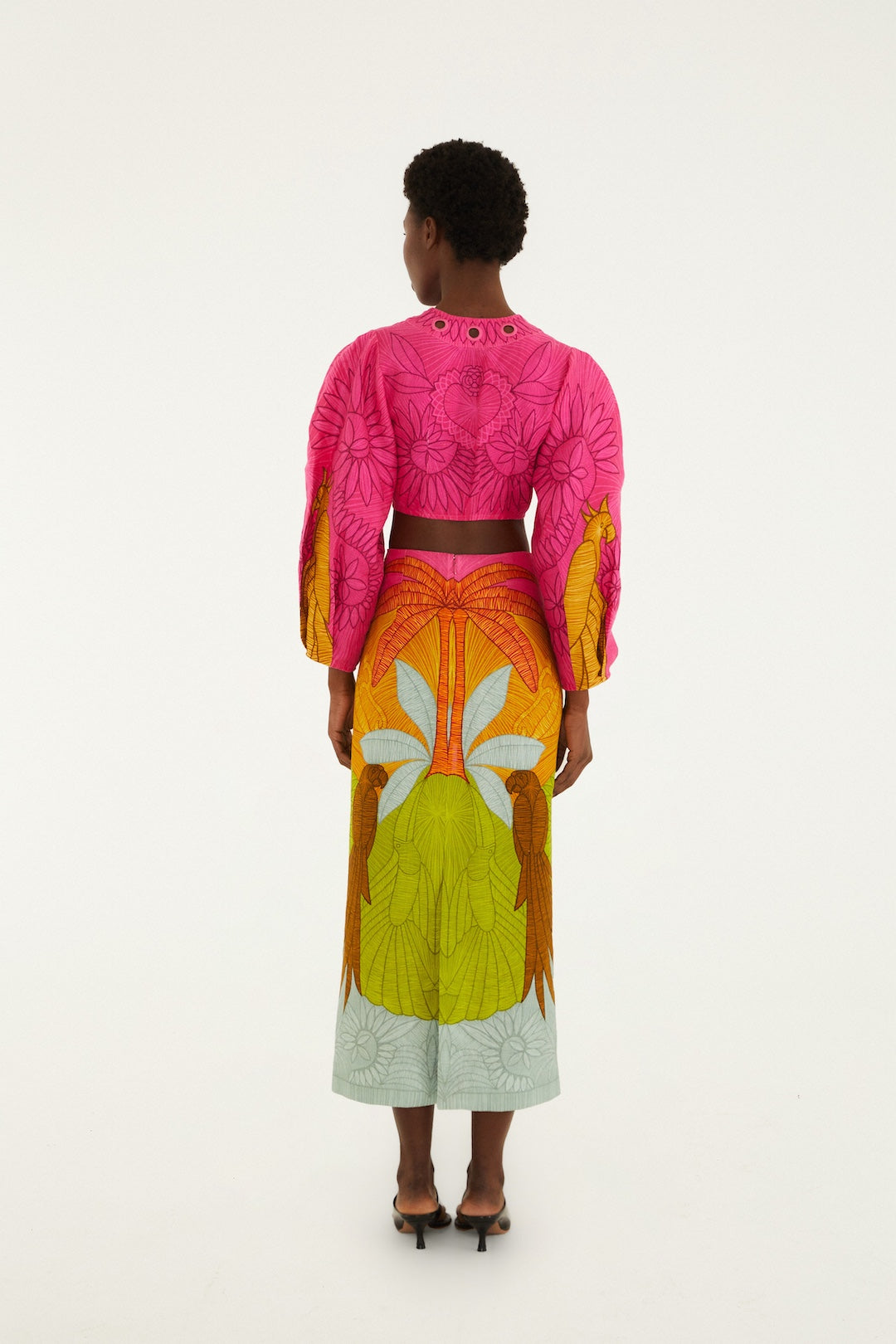 Multicolor Usiacuri Euroflax Premium Linen Midi Skirt